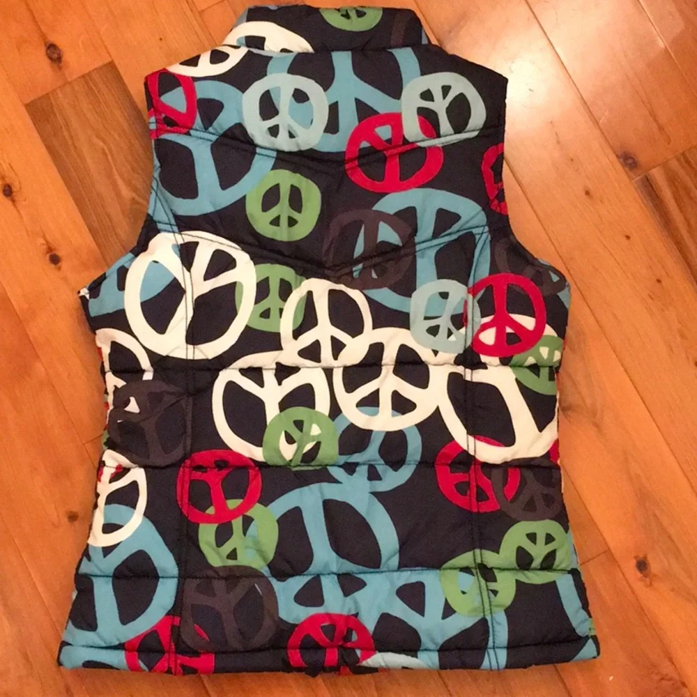 Old Navy Girls Peace Sign Puffer Vest Sz XL